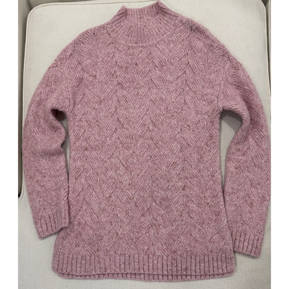 Joie Sweater Womens M Mauve Cable Knit Mock Neck Excellent